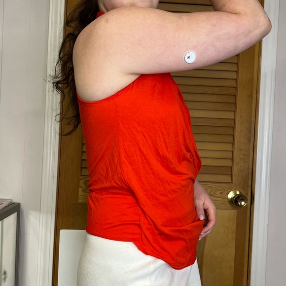 Helmut Lang Surplice Neckline Orange Red Sleeveless Top Size Small - Picture 9 of 9